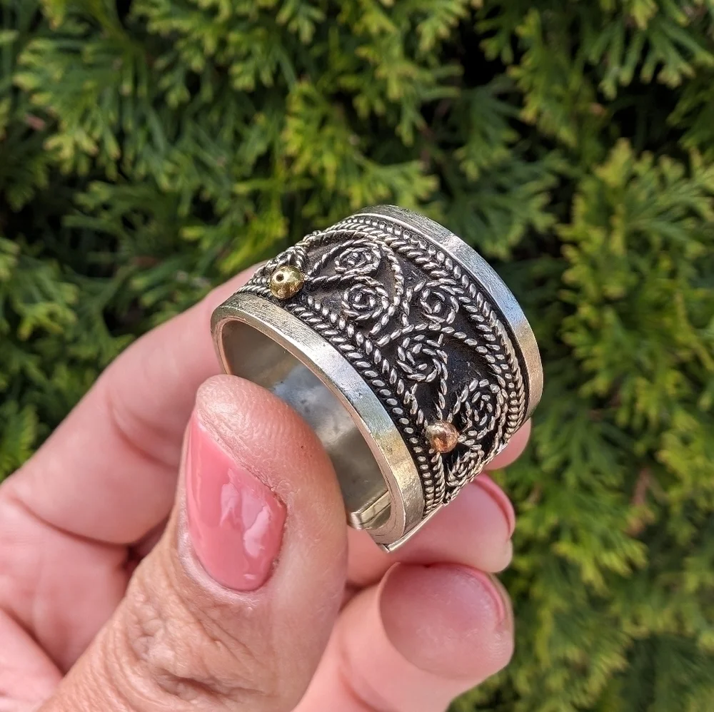 Moroccan Women's Cooperative Handmade Berber Silver Adjustable 10.5 Ring Unisex